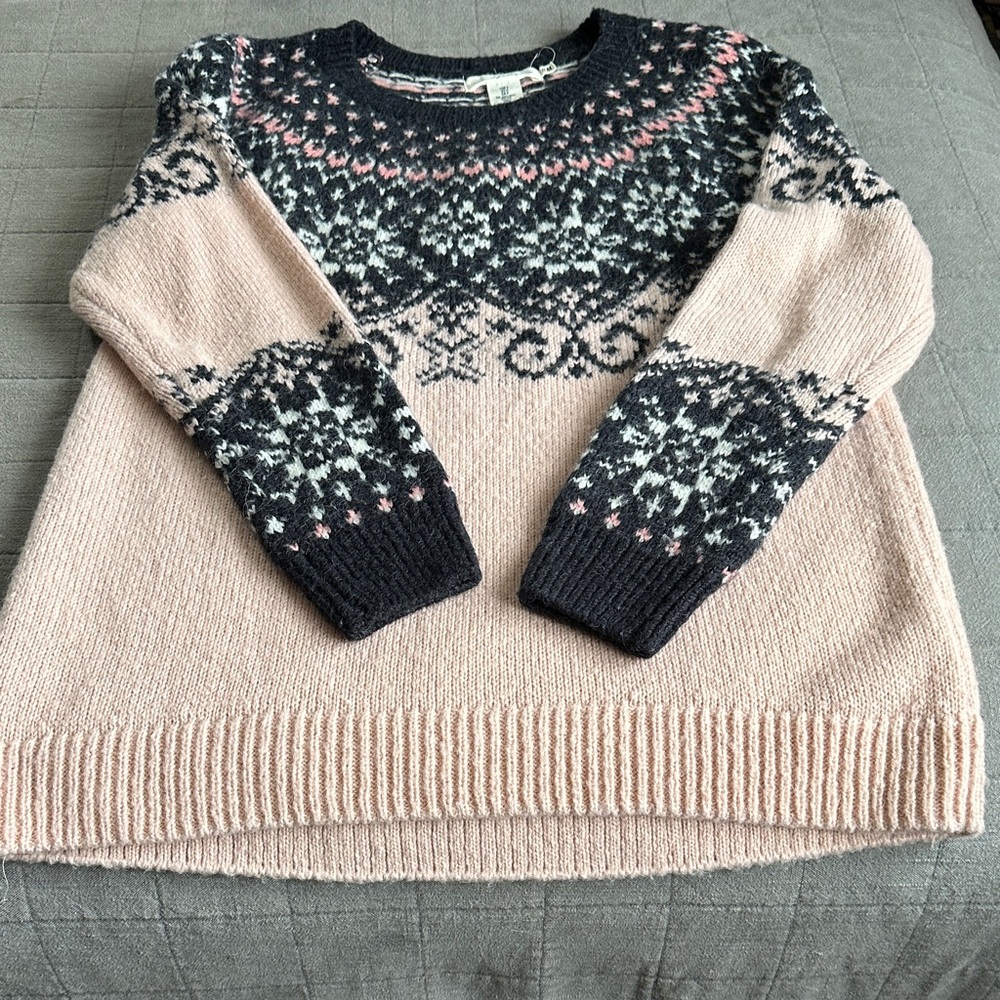 H&M Nordic Knit Sweater - Soft Pink and Black